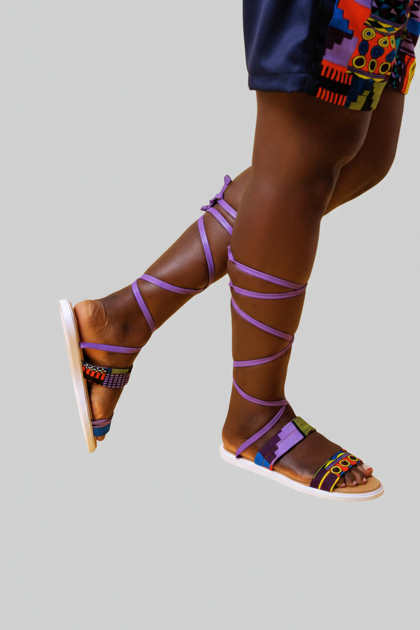 Sandalia Jan-Ankara Kente 1 - Con Estampado Africano Único