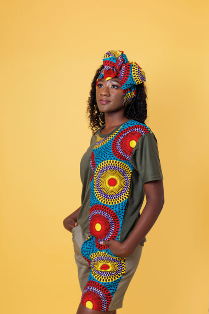 Camiseta Caya-Ankara impresión-Estilo Africano Único