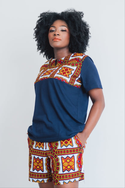 Conjunto Camiseta  kamy Ankara + Shorts - Estilo Africano