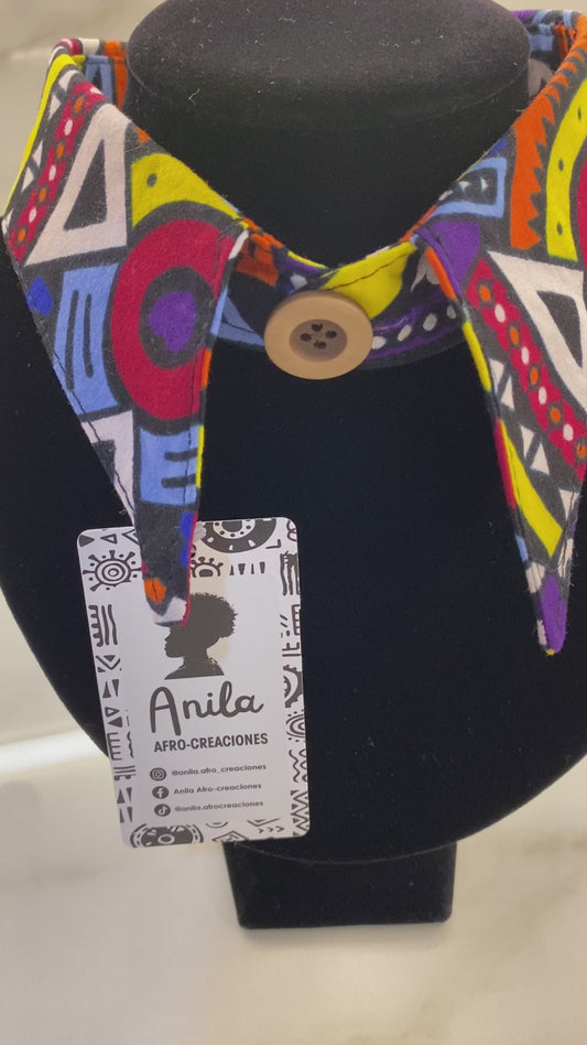 Cuello collar desmontable  Jane blue-Ankara Kente